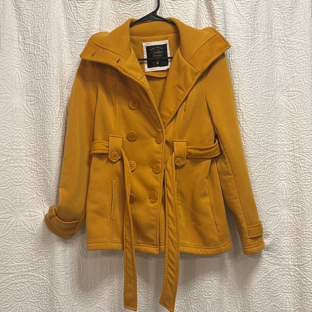 Cavalini Mustard Colored Pea Coat with Belt